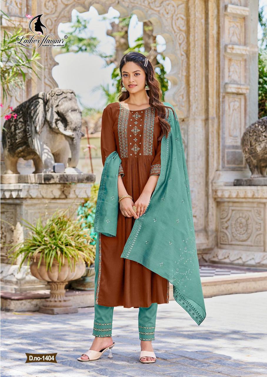 Ladies Flavour Copper Stone 14 Kurti With Bottom Dupatta Catalog
